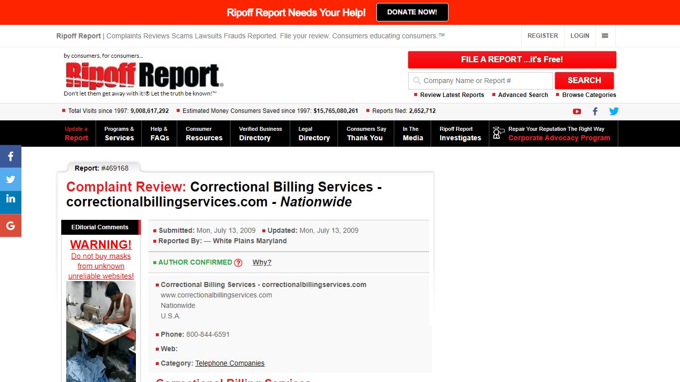 Ripoff Report | Correctional Billing Services Review - Nationwide